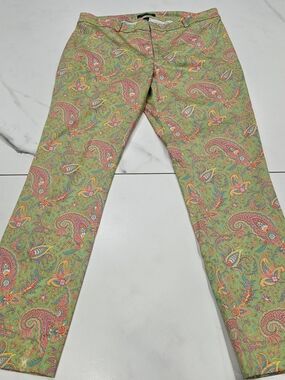 Lauren Ralph Lauren Green Paisley Straight Leg Pants